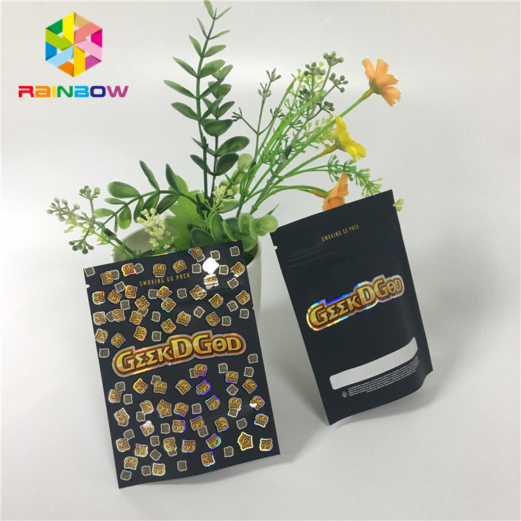 พลาสติก Mylar Ziplock Custom Stand Up Pouches 150mg Black Matte