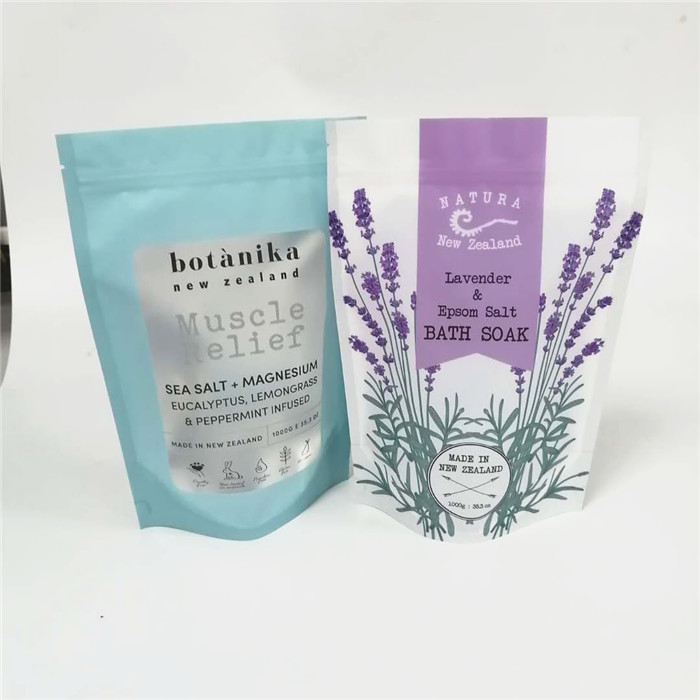 ถุงพลาสติกเกลือทะเลในทะเลบรรจุภัณฑ์โลโก้ที่กำหนดเองแบบผนึกได้ด้วยตนเอง