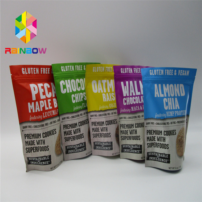 พลาสติก Mylar อลูมิเนียมฟอยล์ยืนขึ้นถุง Ziplock พิมพ์เกรดอาหาร