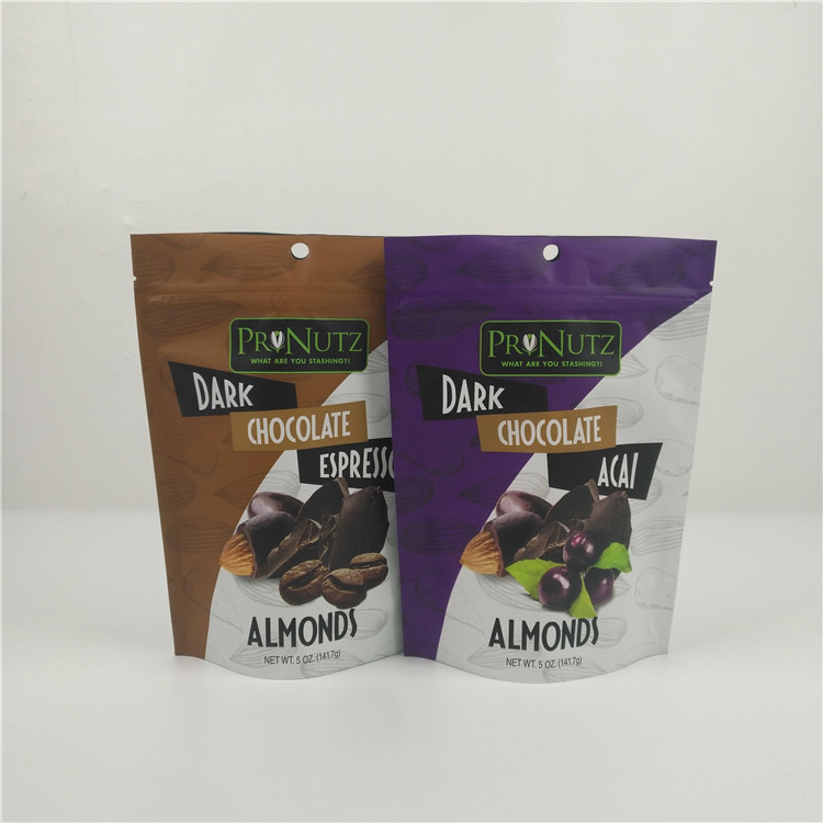 อาหารเกรดซิปพลาสติกพิมพ์แบบกำหนดเองยืนขึ้นถุงสำหรับช็อคโกแลตบาร์