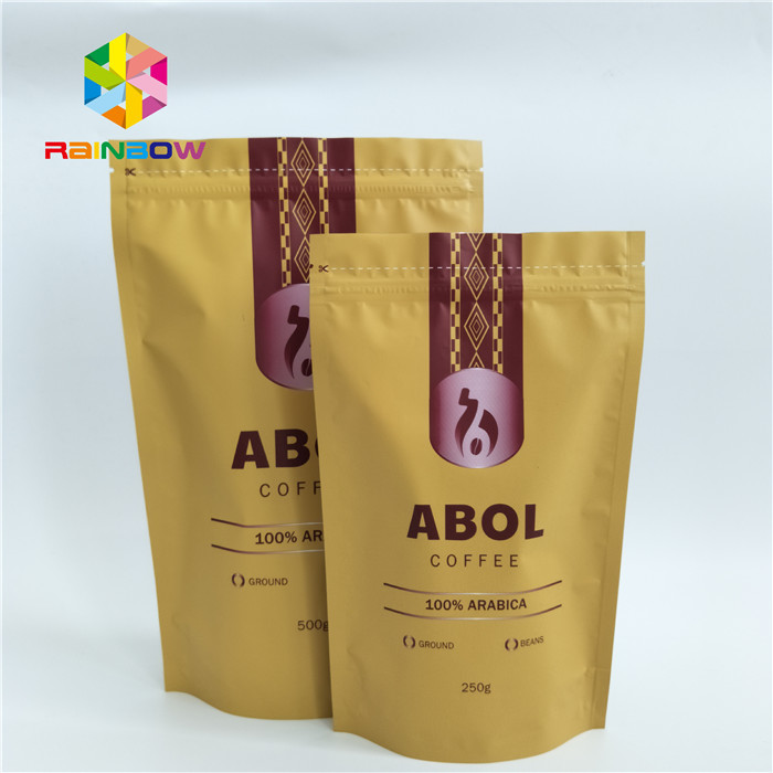 อาหารเกรดที่กำหนดเองความร้อนปิดผนึกอลูมิเนียมฟอยล์ถุงบรรจุภัณฑ์ Ziplock ยืน