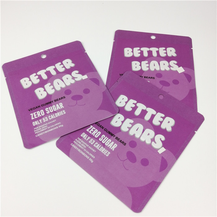 คุกกี้ Gummy CBD Edibles หมีซิปกระเป๋าฟอยล์ MOPP 200 ไมครอน