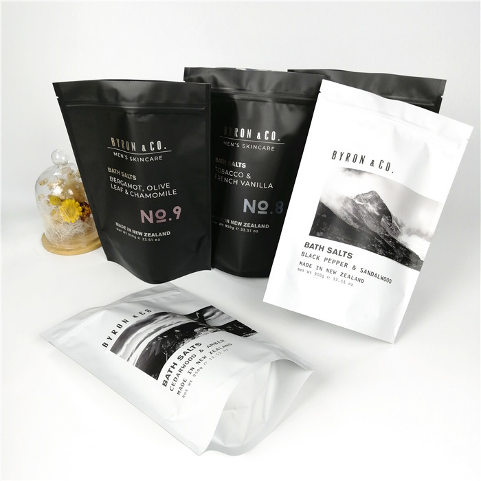 รีไซเคิลได้ 100% โลโก้ที่กำหนดเองย่อยสลายได้โลโก้คุกกี้สีดำด้านผนึกถุงฟอยล์ mylar ziplock ยืนขึ้นกระเป๋า