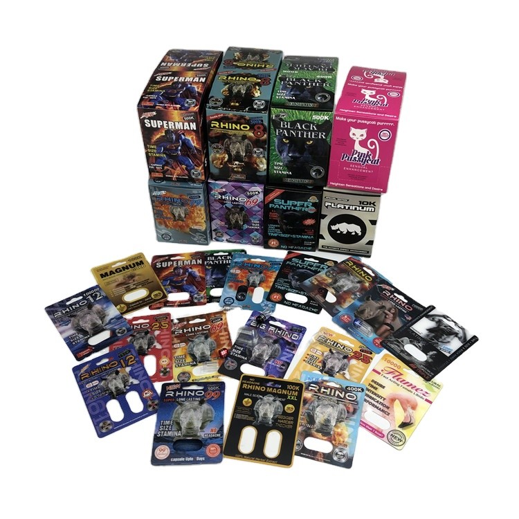 โฮโลแกรม SGS Sex Pill Blister Card 500k 3D Blister Paper Card พร้อมกล่องแสดงผล