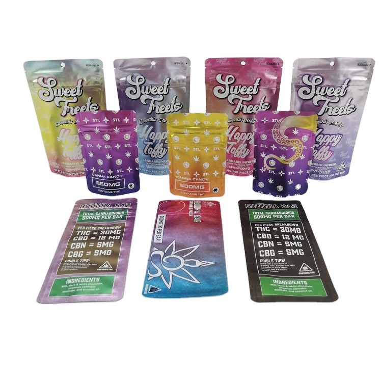 SGS 120mic MOPP ถุง Mylar ทนเด็ก 500 มก. VMPET Candy Edibles