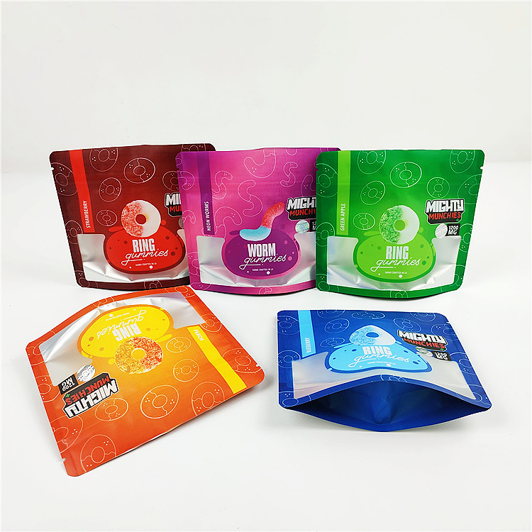 ถุง Mylar ปลอดภัยสำหรับเด็ก BSCI 200mic FDA Mylar Gummy Zipper Bag