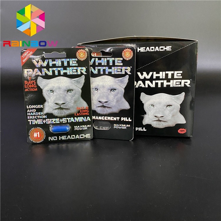 Super Panther 3D Blister Card MOQ 100 ชุด 350g กระดาษแข็งสำหรับการเพิ่มประสิทธิภาพทางเพศ