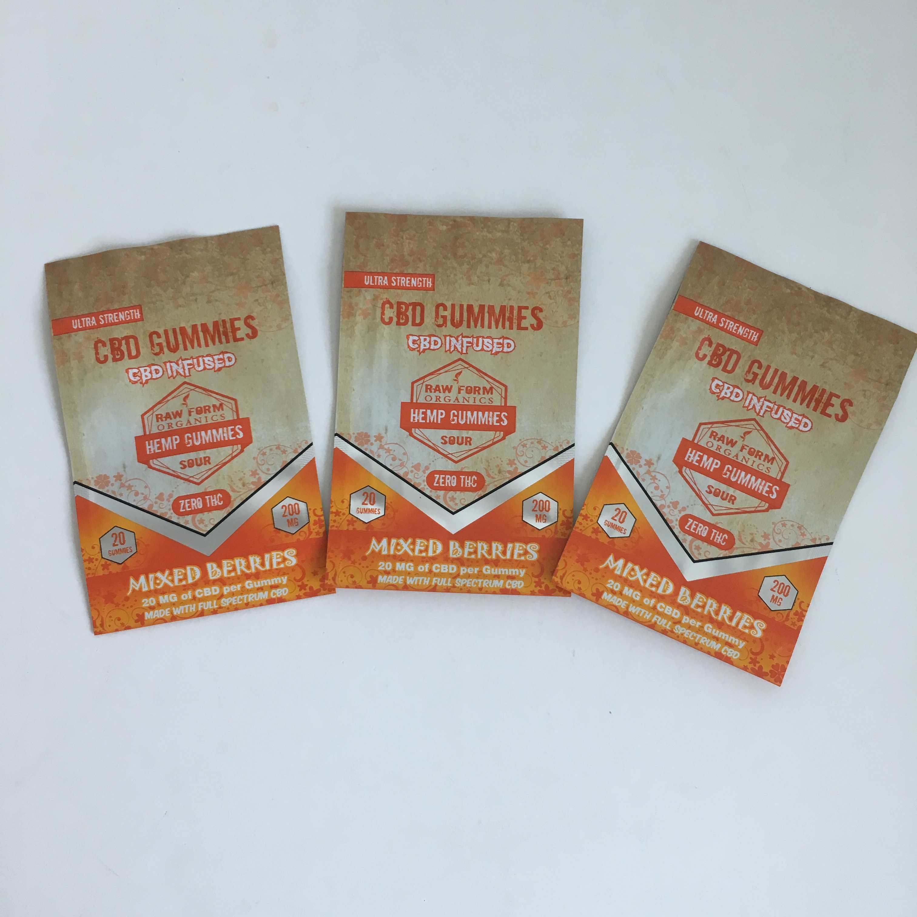 การพิมพ์ Ziplock กัญชาดอกไม้พลาสติก CBD ผสม 50 มก. 100 มก. Gummies Ziplock Mylar ถุงบรรจุภัณฑ์