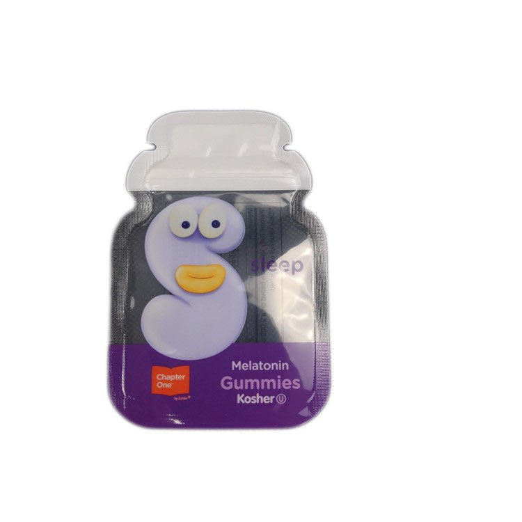 Cb รูปร่างที่กำหนดเอง 3 ด้านซีลฟอยล์บรรจุภัณฑ์ Gummy Candy Flat Bag ถุงพลาสติกแบบกำหนดเองบรรจุภัณฑ์ Zip Lock Bag