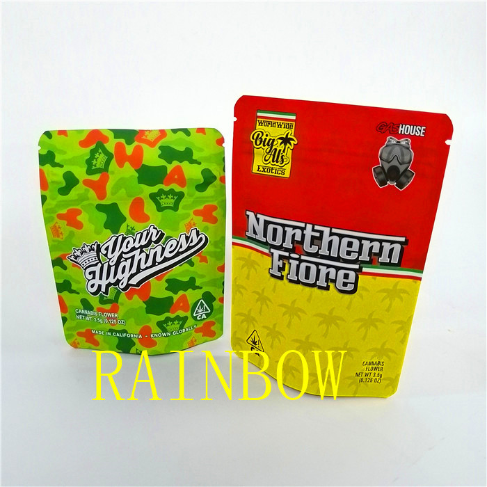 Custom Soft Touch Ziplock พิมพ์กลิ่นหลักฐานยืนขึ้นเด็กทนความร้อนซีลพลาสติกเคลือบด้านวัชพืชออกแบบ Mylar กระเป๋า