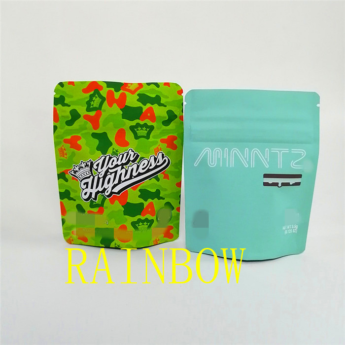 3.5g Soft Touch สีดำเคลือบเด็กหลักฐานซิปถุงบรรจุภัณฑ์ / วัชพืชยืนขึ้นถุงบรรจุภัณฑ์ถุง