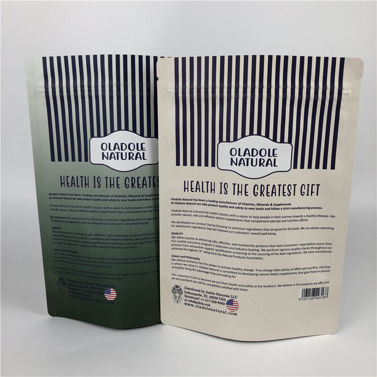 ชิปพิมพ์แบบกำหนดเอง Zip Lock Stand Up Pouch ถุงกระดาษคราฟท์สีขาว