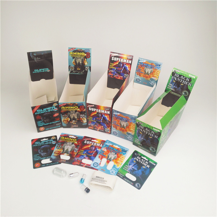 90mic Enhancer Pill Blister Card Pantone CYMK CMRK พร้อมกล่องแสดงผล