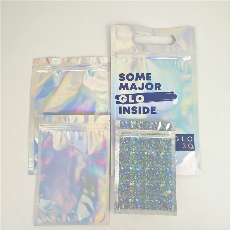 เคลือบเงา UV CMYK ซิปกระเป๋าโฮโลแกรม MOPP ถุงบรรจุภัณฑ์อาหารพลาสติก