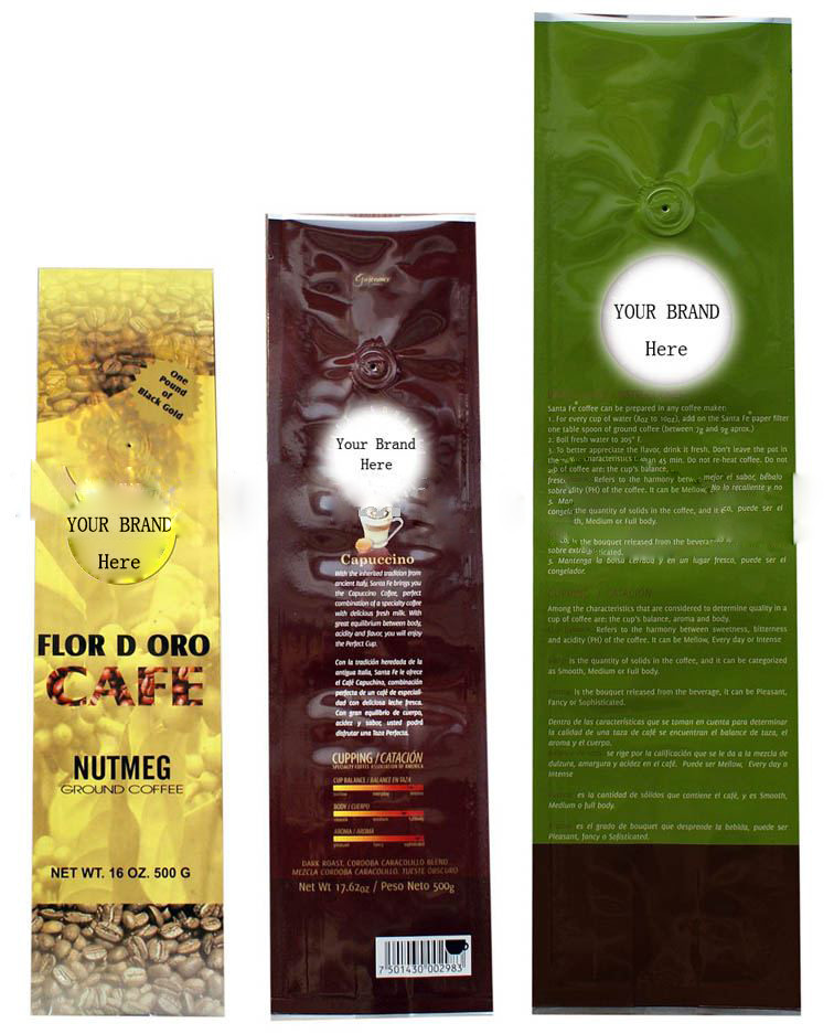 บรรจุภัณฑ์ถุงฟอยล์วาล์วกาแฟ PET / AL / PE OEM พร้อมซิปล็อค