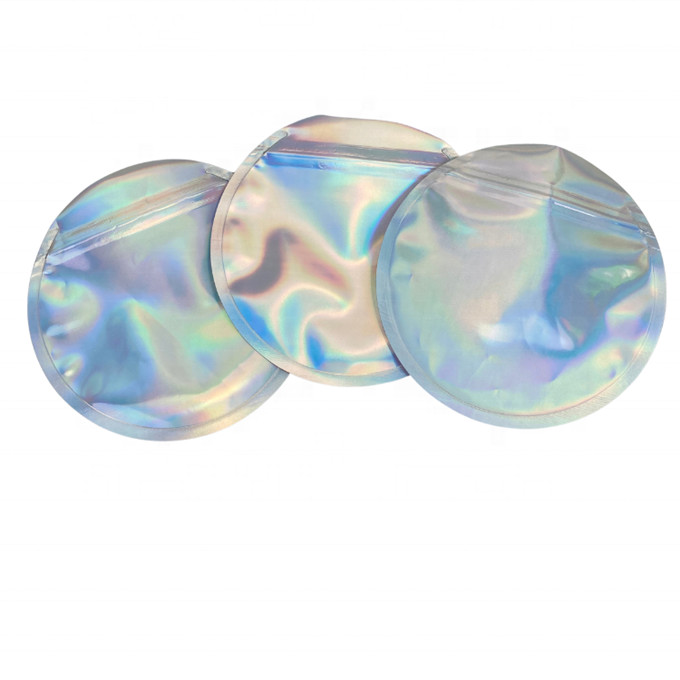 3.5g พลาสติก Die Cut Edible Candy Foil กระเป๋าบรรจุภัณฑ์ Holographic Round Shape Sachet