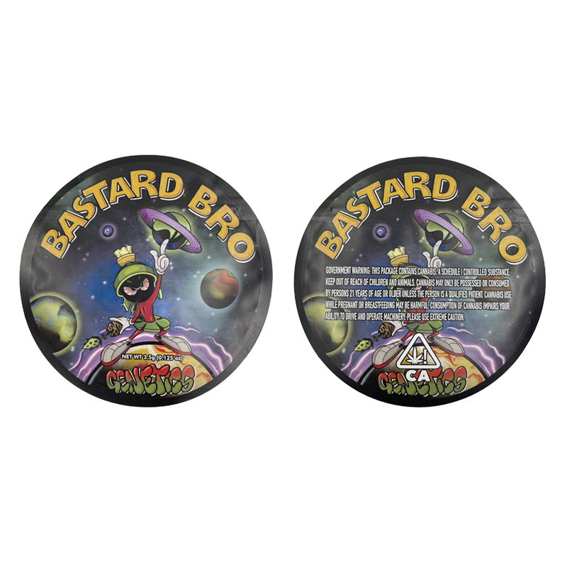 วงกลมผสมอาหาร Mylar ฟอยล์รูปตัดถุงบรรจุภัณฑ์กลิ่นหลักฐาน 3.5g