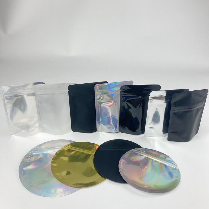 ถุงใส่โฮโลแกรมวงกลมทนเด็กอลูมิเนียมฟอยล์ดอกไม้เมล็ด Mylar Exit Bags