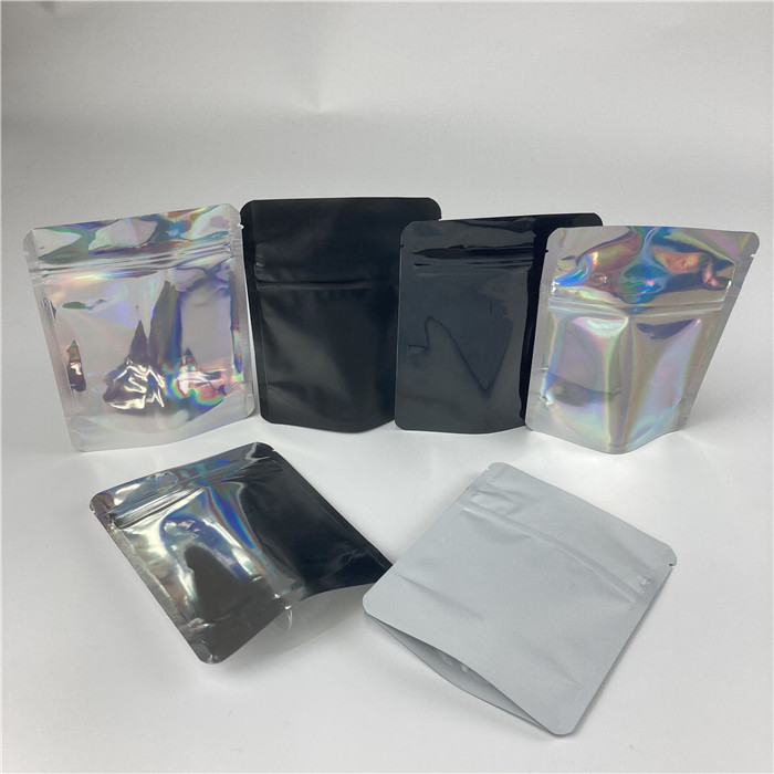Matte Hologram Stand Up Bag อลูมิเนียมฟอยล์ See Through Bag สำหรับ Make Up Tools