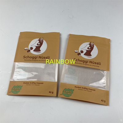 รีไซเคิลที่กำหนดเองผนึกยืนขึ้นถุงอาหารสัตว์เลี้ยงถุงกระดาษคราฟท์สีน้ำตาล