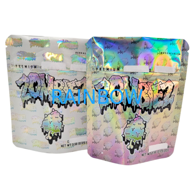 กระเป๋า Mylar Holographic กระเป๋ากันกลิ่นซับซ้อน กระเป๋ายืน 3.5g / 7g / 1oz / 1lb กระเป๋าพลาสติกกับซิป