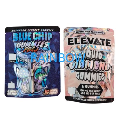 ถุง Mylar ขนาด 3.5 กรัม สำหรับบรรจุเห็ดสกัดกัมมี่, ถุง Doypack พร้อมซิป, ป้องกันกลิ่น, ตั้งได้