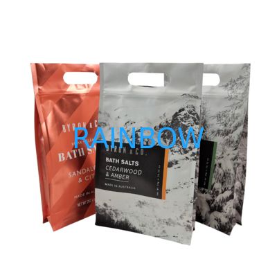  Eco-Friendly Ziplock Bag with Handle Flat Bottom Pouch Zipper for Bath Salt Body Scrub Shampoo Packaging Plastic Bags