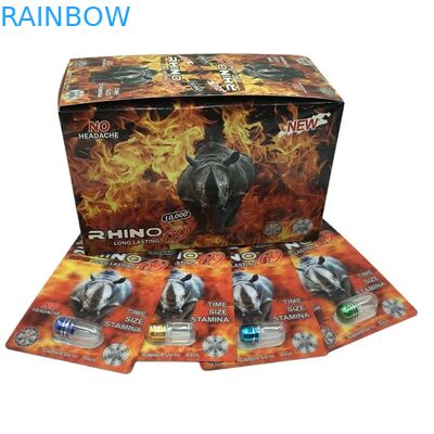 ขายส่ง กำหนดเอง ไรโน 100k 150k 200k ยาเม็ดเสริมสมรรถภาพ แคปซูล พร้อมการ์ดบรรจุภัณฑ์ 3 มิติ และกล่องแสดงผลกระดาษ