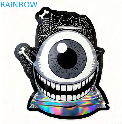 กระเป๋า Mylar ตัดแบบชํารุดตามสั่ง พร้อมซิปกันเด็กและการออกแบบโฮโลแกรฟิคสําหรับบรรจุอาหารว่าง