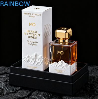 กล่องบรรจุภัณฑ์เครื่องสำอางย่อยสลายได้พิมพ์ลายพิเศษพร้อมปั๊มทองและการปั๊มนูนสำหรับกล่องของขวัญน้ำหอม