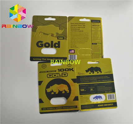 Gold Rhino 100k เพศชายเพิ่มประสิทธิภาพยาขวดผล 3d โฮโลแกรมการ์ด